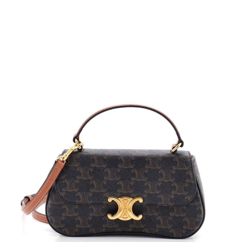 Celine Teen Lola Triomphe Top Handle Bag Triomphe Coated Canvas